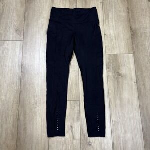 Lululemon Hit It 24" Crop Leggings Womens 6 Black T60416 Reflective Pull on